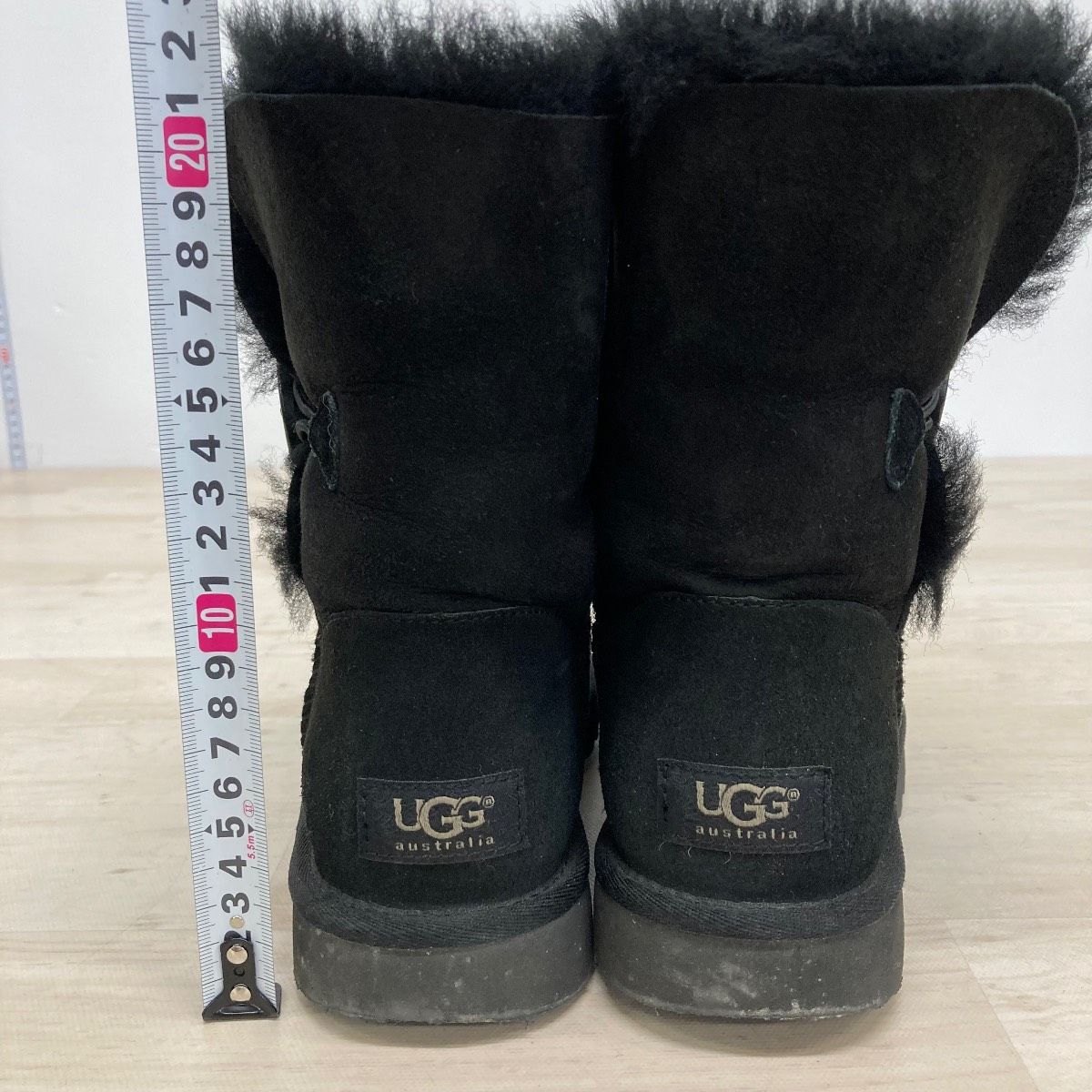 【美品】UGG ブラック ムートンブーツ ファスナー付き24cm レディース UGG ムートンブーツ ブラック 24cm(USA 7/EU 38) S/N 5803 アグ