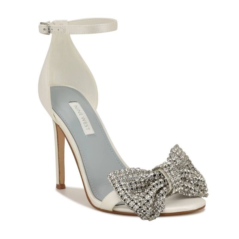 ナインウェスト レディース シューズ パンプス サンダル ヒール Nine Westansie Womens Embellished Stiletto Heel Dressandals White S