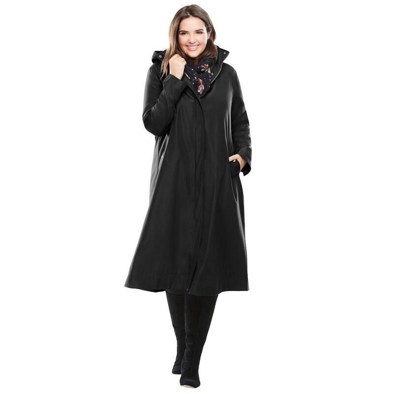 ウーマン ウィズイン レディース アウター ジャケット・ブルゾン A ライン プラスサイズ コート Woman Within Plusize Long ALine Raincoat Black ブラッ