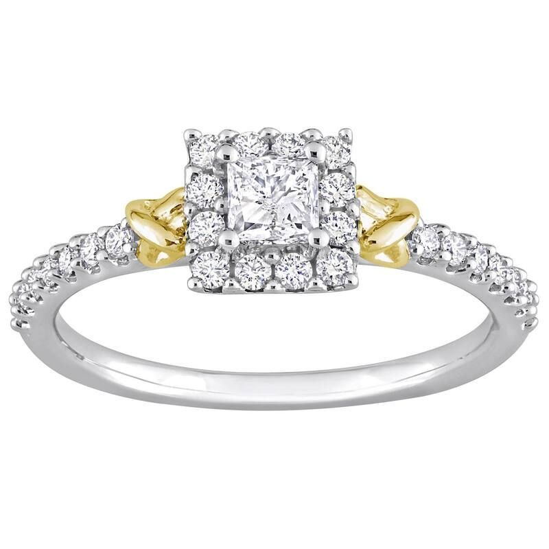 ステラ グレース レディース アクセサリー リング Stella Grace Two Tone 14k Gold 34 CaratW Diamond Halo Engagement Ring Whit
