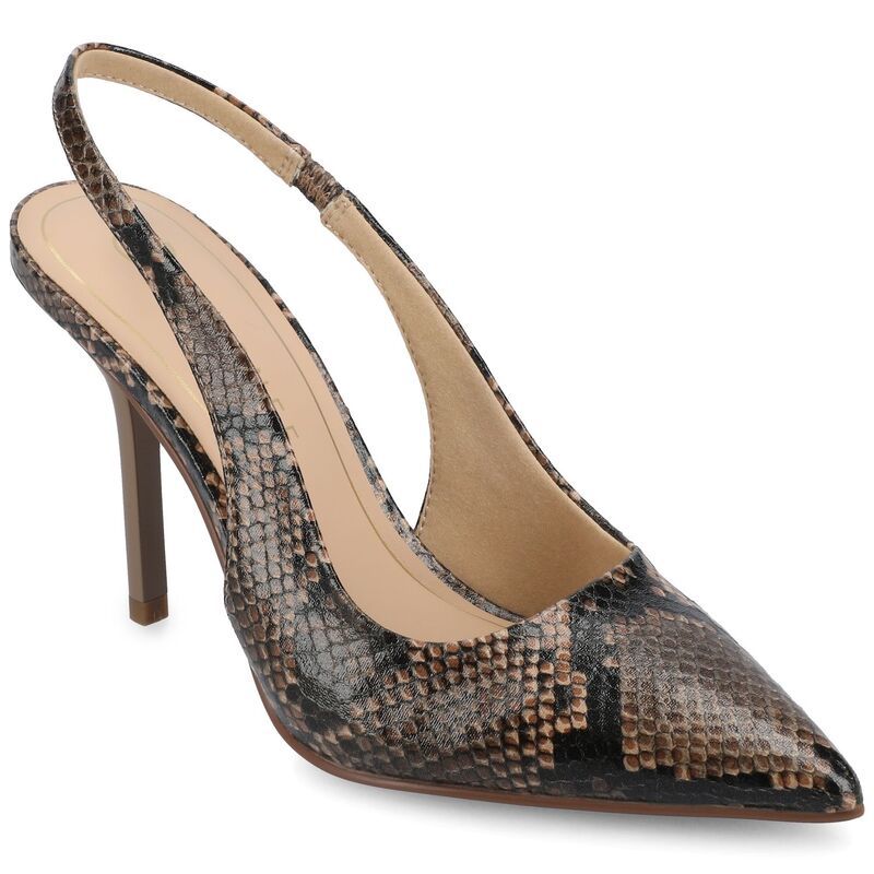ジャーニー レディース シューズ パンプス ヒール Journee Tru Comfort Foam Elenney Womenslingback Heelsnake Brown ブラウン