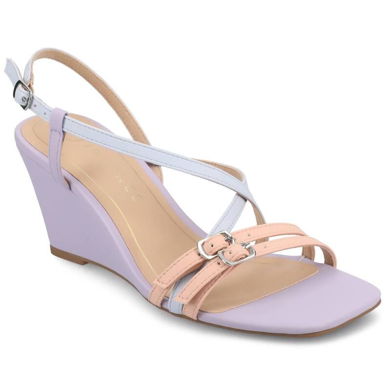 ジャーニー レディース シューズ サンダル Journee Collection Clinne Womens Multi Strap Wedge Sandals Multi マルチカラー