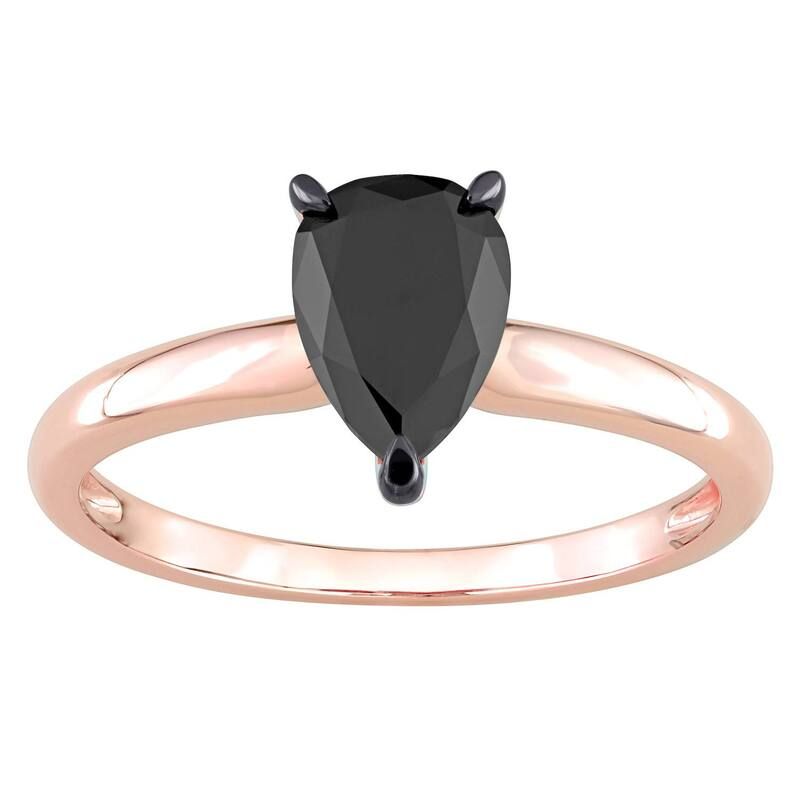 ステラ グレース レディース アクセサリー リング Stella Grace 14k Rose Gold 1 CaratW Black Diamond PearShape Solitaire Ring