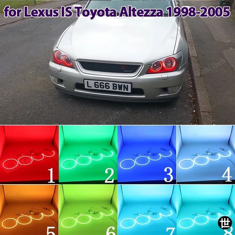 LEDエンジェルアイズハローリングRGBマルチカラーリモコンランプDRLLEXUS IS200 IS300 1998-2005TOYOTA ALTEZZA GITA 日本用