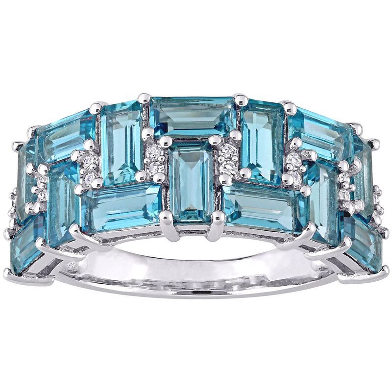 ステラ グレース レディース アクセサリー リング Stella Grace 10k White Gold Blue Topaz 110 CaratW Diamond Geometric Ring 1