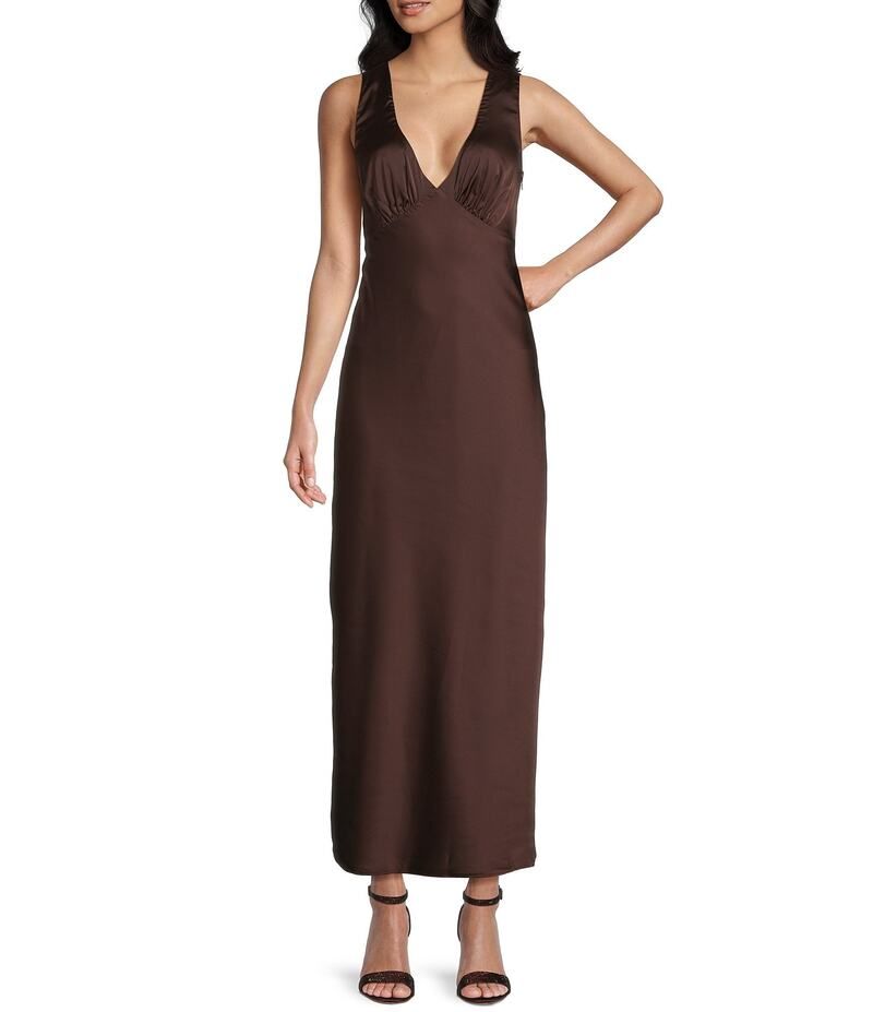 ミッドナイト ドール レディース トップス ワンピース Vネック ドレープ サテン ノースリーブ Midnight Doll Satin VNeck Sleeveless Back Drape Dre