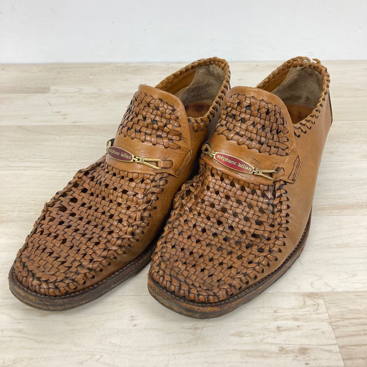 フランス製高級革靴ステファンケリアン美品 stephane kelian/ステファンケリアン 編み込みシューズ ブラウン