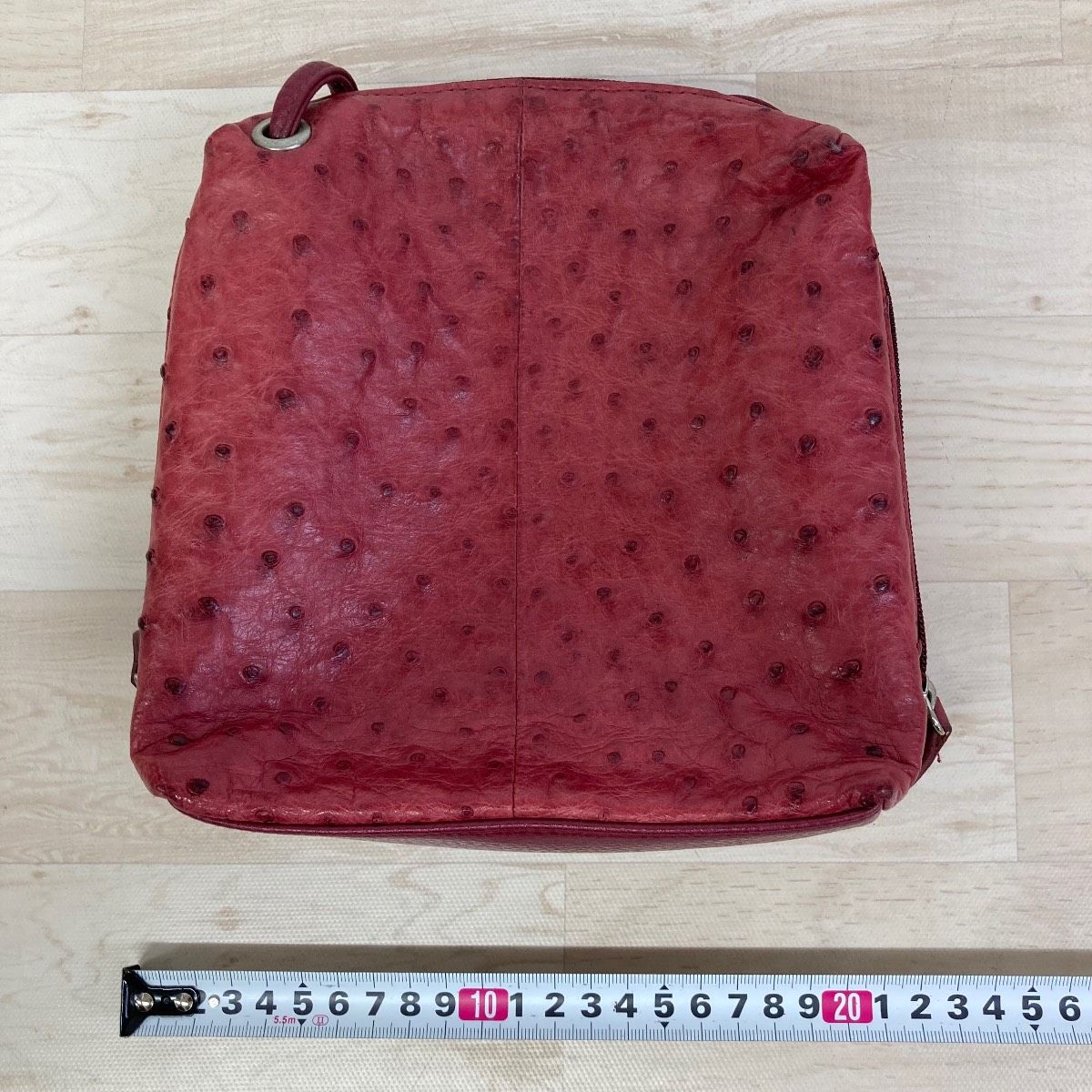 美品 オーストリッチ ショルダーバッグ/リュックサック ボルドー系
