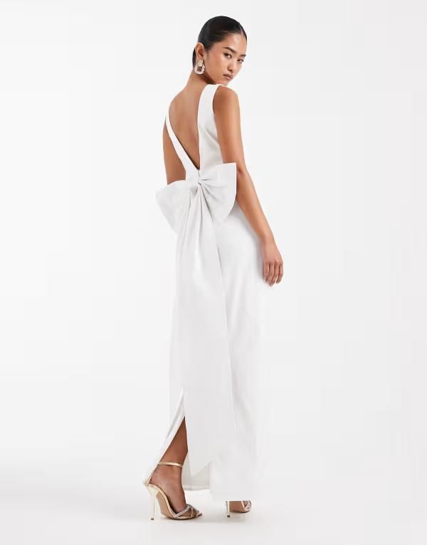 ティエフエヌシー レディース トップス ワンピース マキシ TFNC Bridal bengaline maxi dress with bow back Ivory アイボリー