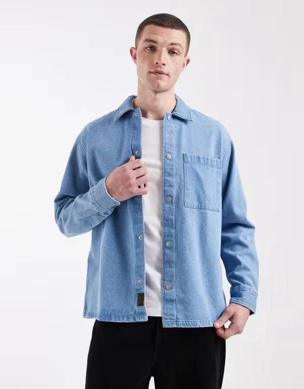 ジャック アンド ジョーンズ メンズ トップス シャツ デニム Jack Jones denim overshirt Light Blue ブルー