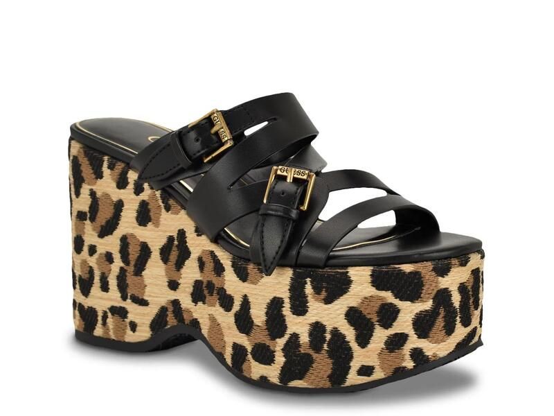 ゲス レディース シューズ サンダル GuessNailah Wedge Sandal Black ブラック