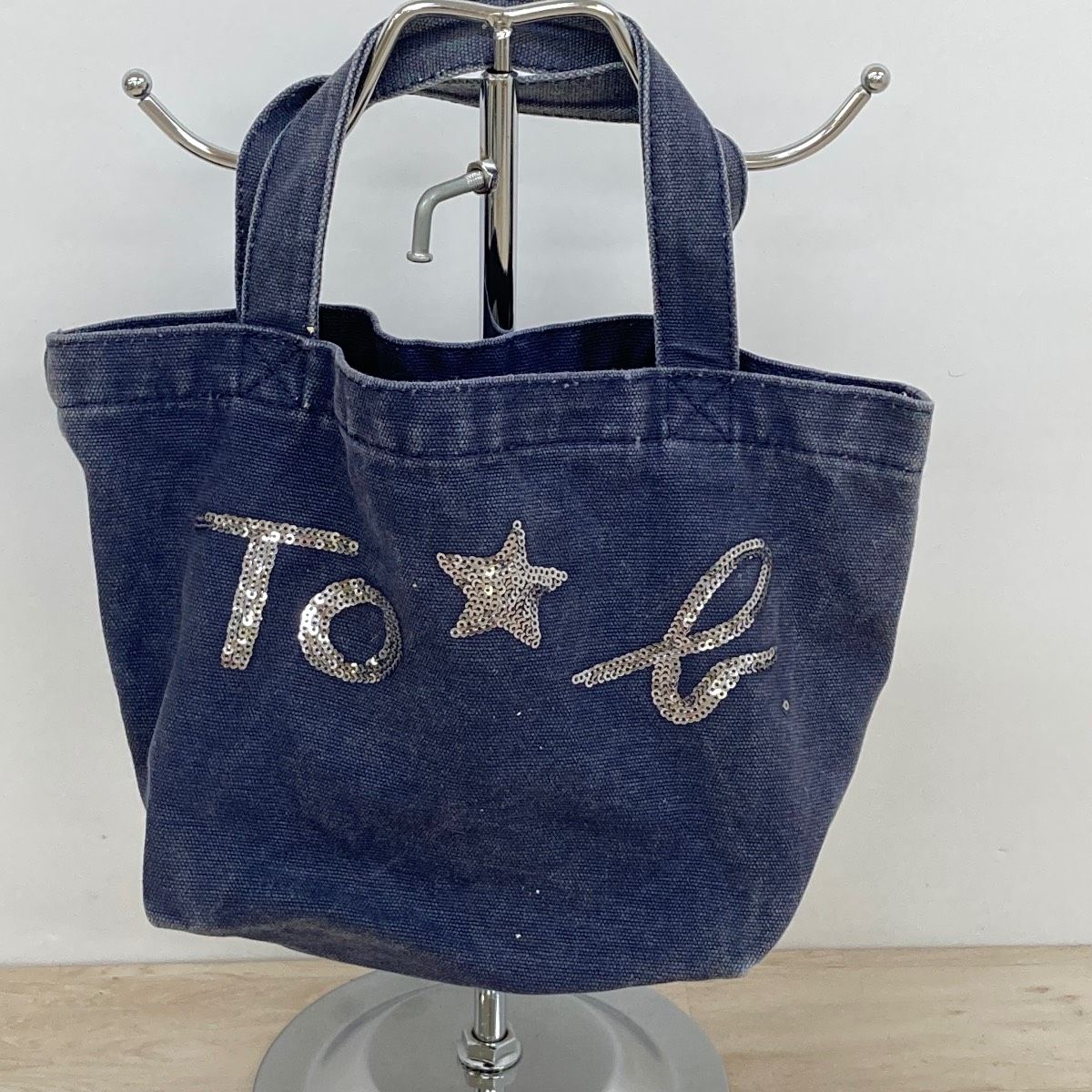 To b. by agnes b. トートバッグ/ハンドバッグ ネイビー キャンバス 