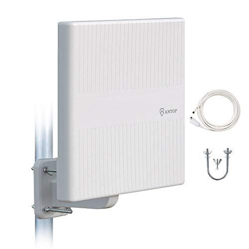 ★新品★ANTOP 地デジ 屋外アンテナ 室外HD TV 360度全方位受信 UHF対応 平面 88KM受信範囲 抗UVコーティング RV 5m同軸ケーブル付き 簡易設置 超軽量 フラットパネル AT-413 e9df4490