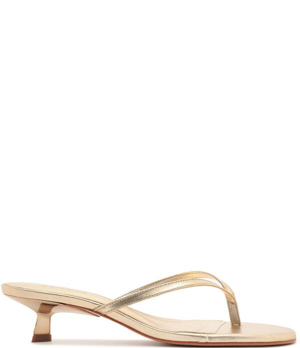 シュッツ レディース シューズ ヒール レザー Schutz Carolyn Leather Thong Kitten Heel Thong Dresslides Platina