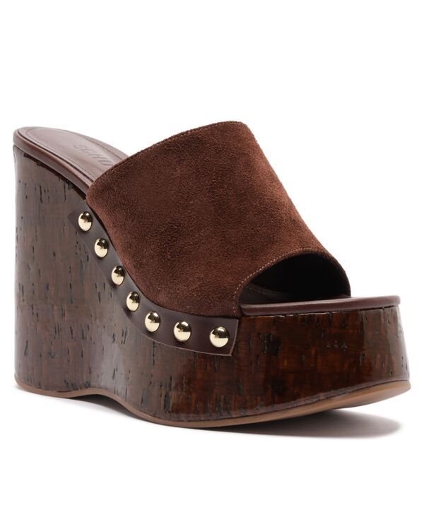 シュッツ レディース シューズ スリッポン・ローファー サンダル Schutz Womens Dalle StudslipOn Wedge Sandals Root Brown ブラウン