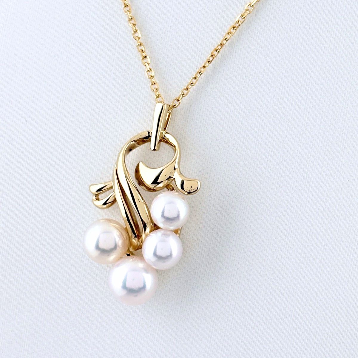 ミキモト MIKIMOTO パール ネックレス YG イエローゴールド ペンダント 真珠 ネックレス K18 パール レディース 【中古】
