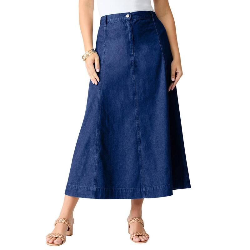 ロアマンズ レディース ボトムスカート A ライン プラスサイズ マキシ Roamans Womens Plusize Classic Stretch A Line Maxi Skirt Dark W