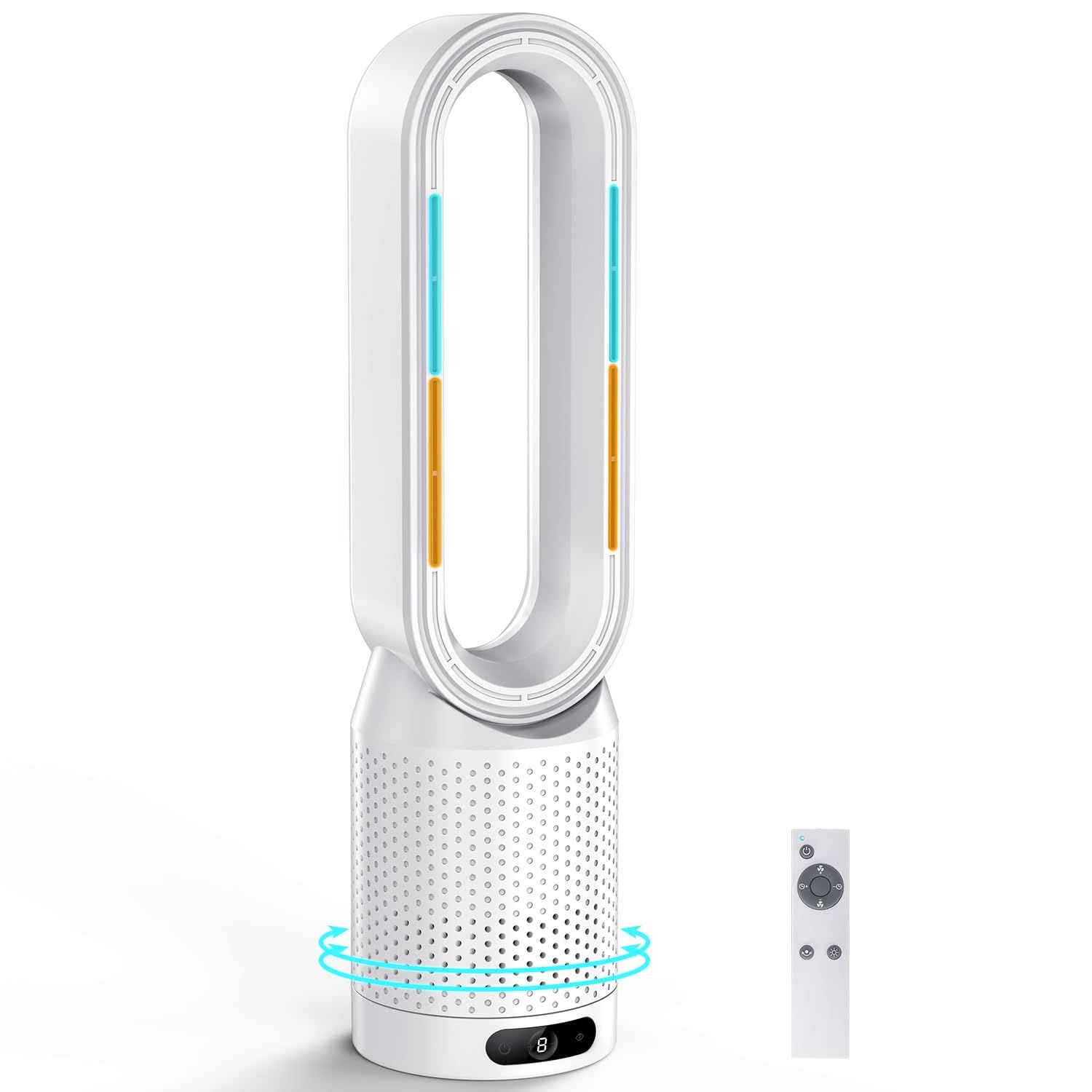 【新登場・冷暖兼用羽なし扇風機】SAMONIC タワーファン ヒーター 3段階暖風・10段階冷風切り替え 100°自動首振り 強風＆微風＆静音モード 大風量 夏冬兼用 セラミックヒーター 電気ファンヒーター 寒さと熱中症対策 転倒自動OFF 6098b943