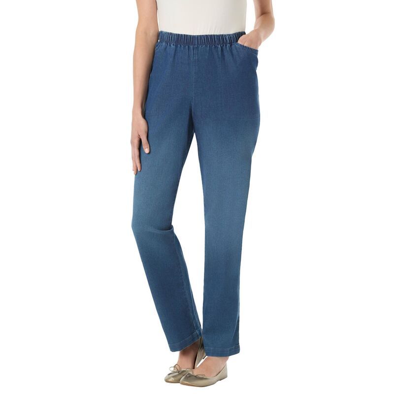 ウーマン ウィズイン レディース ボトムス デニムパンツ ストレート プラスサイズ プチ ジーンズ Woman Within Plusize Petite Straight Leg Fineline
