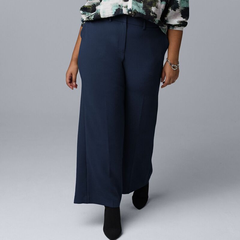ヴェラウォン レディース ボトムス カジュアルパンツ ワイドレッグ クレープラスサイズ Plusize Simply Vera Wang Luxe Crepe Wide Leg Trousers Li