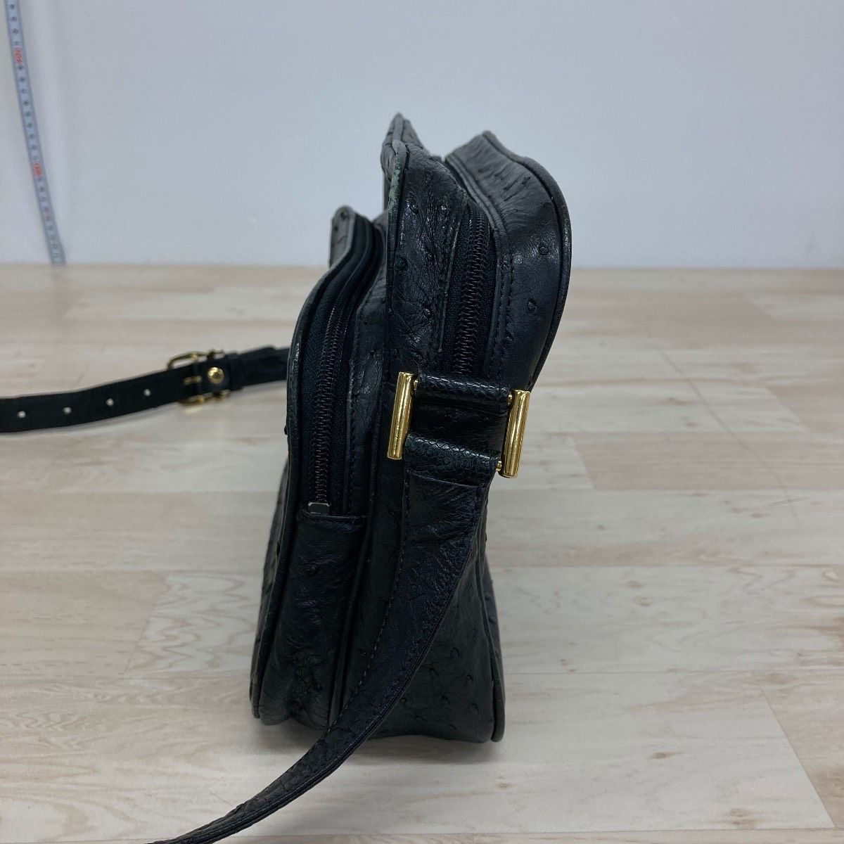 GENUINE OSTRICH オーストリッチ ショルダーバッグ ブラック/黒 