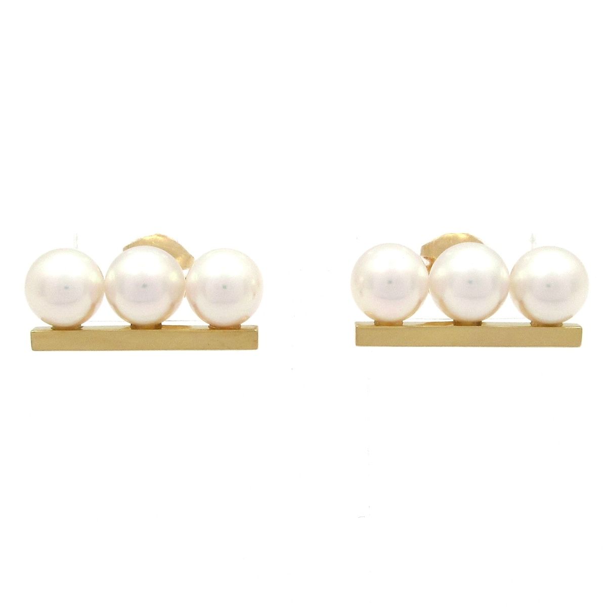 田崎真珠/TASAKI(タサキシンジュ) ピアス美品 バランス ネオ イヤリング K18YG×白 3Pパール/直径約6.5mm