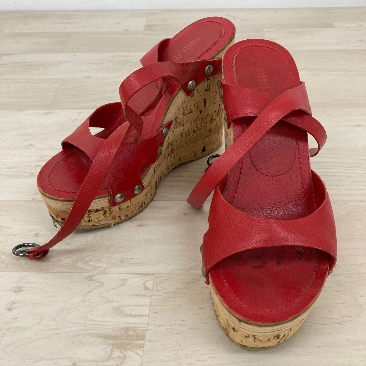 miu miu/ミュウミュウ レディース ウエッジソール サンダル レッド/赤 