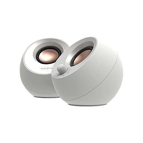 Creative Pebble V3 ホワイト USB/Bluetooth / 3.5mmピン / 45度 上向きスピーカー 低音パッシブラジエーター / 8W RMS ピーク出力16W USB Type-C/A 音質の剛性と質感 PCスピー b40aa088