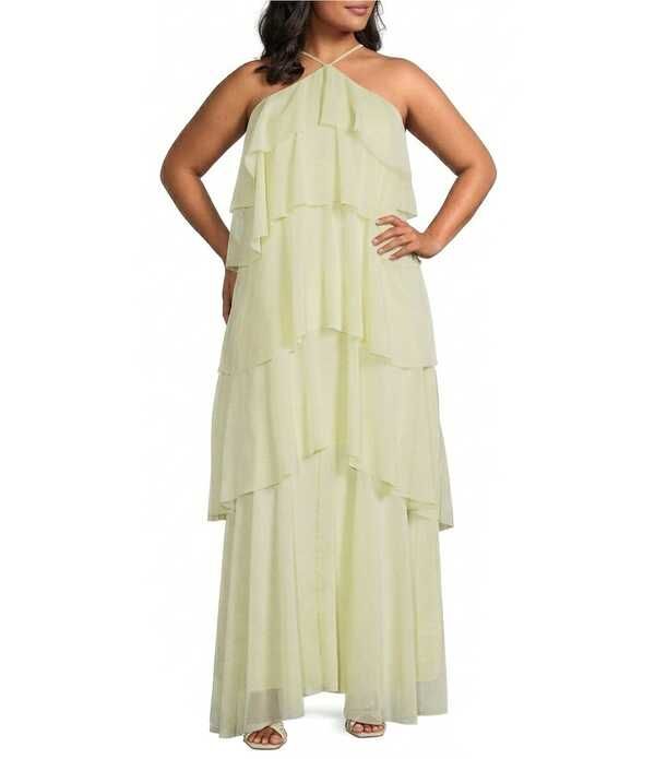 ルーシーパリ レディース トップス ワンピース シフォン プラスサイズ フリル ノースリーブ マキシ ホルター Lucy Paris Plusizemery Ruffle Chiffon Halter
