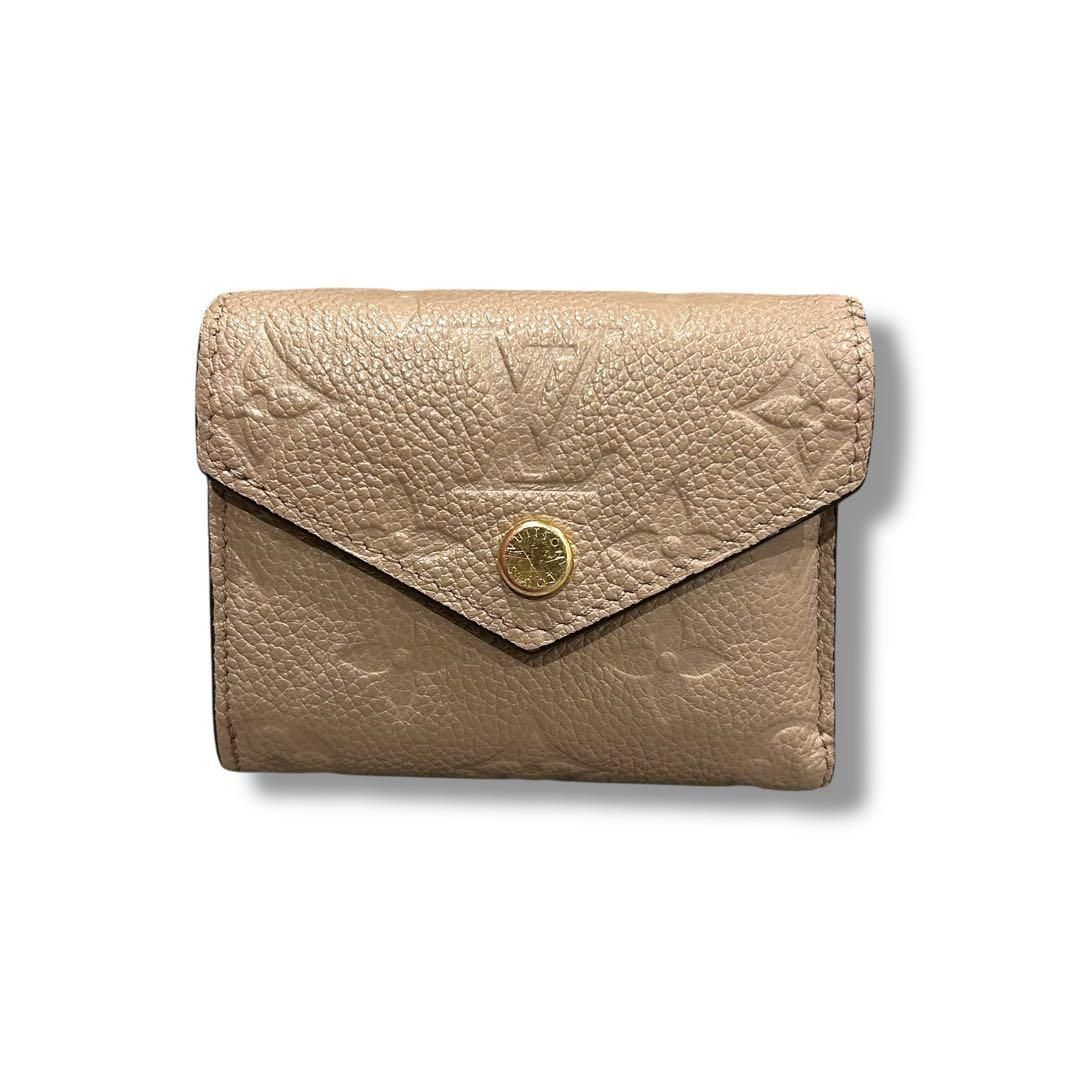 極美品 LOUIS VUITTON ヴィトン 折り財布 モノグラム アンプラント 三つ折り ベージュ レディース