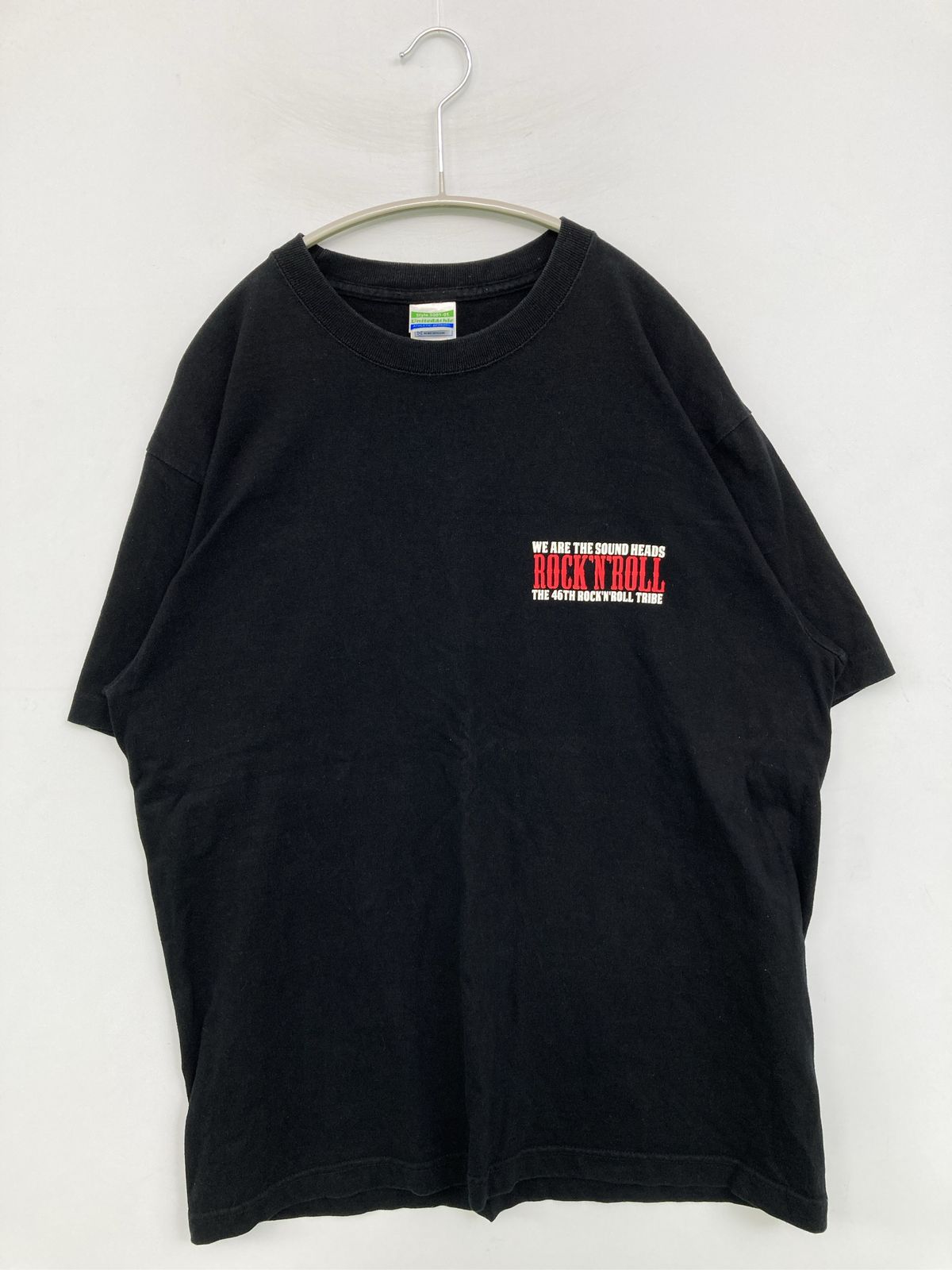 United Athle ユナイテッドアスレ Tシャツ/カットソー L ブラック 無地 前面プリント バックプリント ミドル丈 半袖 クルーネック(丸首) メンズ