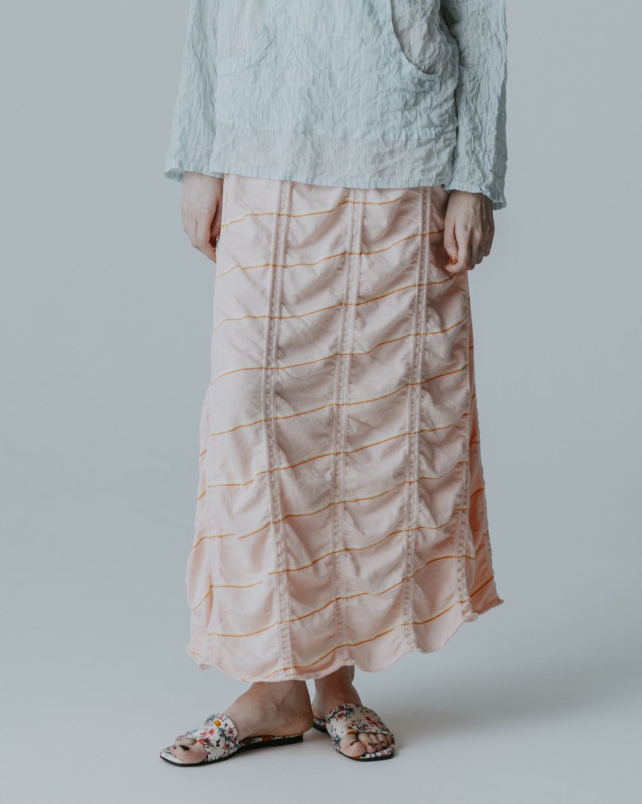 MEYAME メヤメ TUCKED JACQUARD BORDER SKIRT MEY-2432 PINK ボーダー スカート
