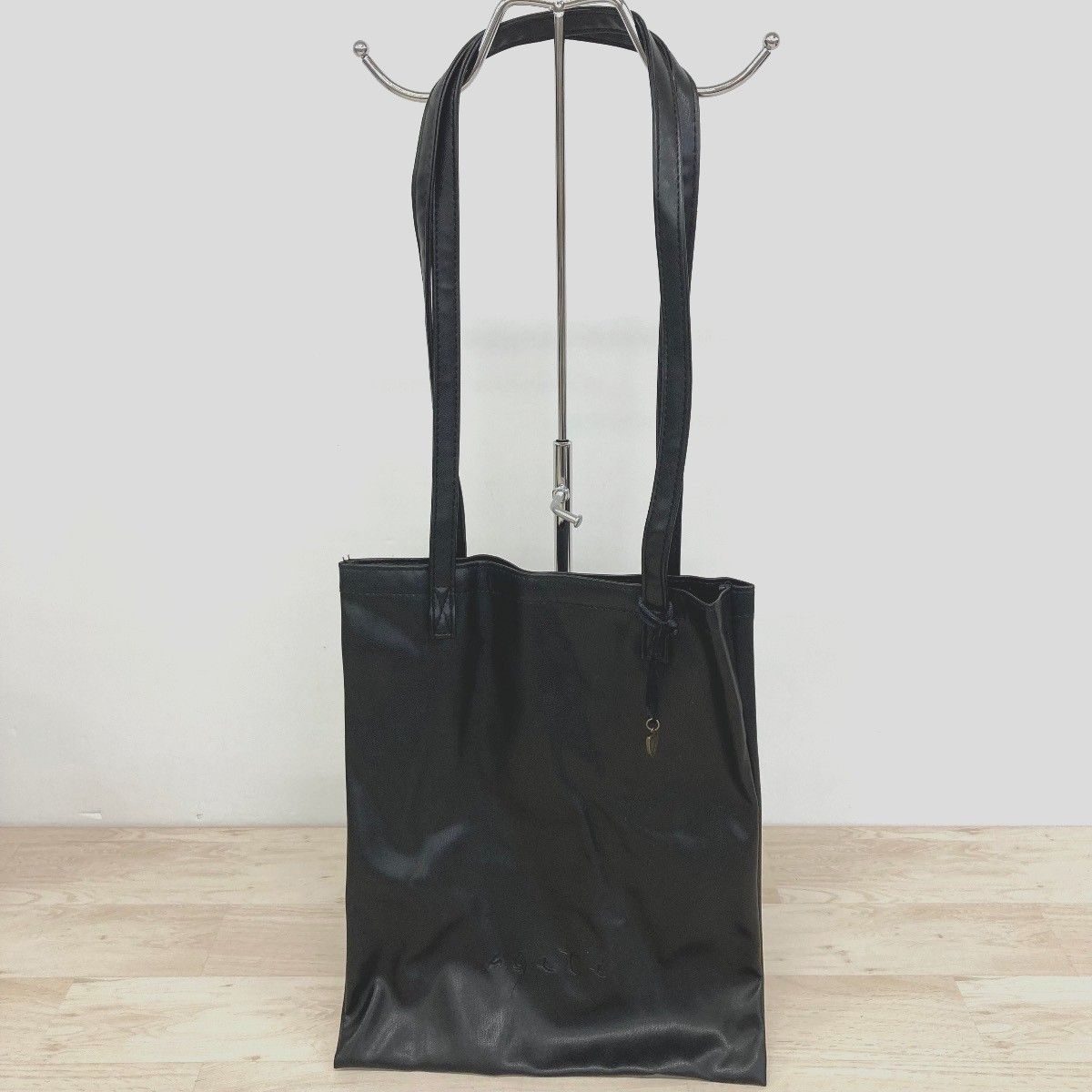 美品 agete/アガット トートバッグ ブラック/黒 ロゴ入り 肩掛けバッグ 