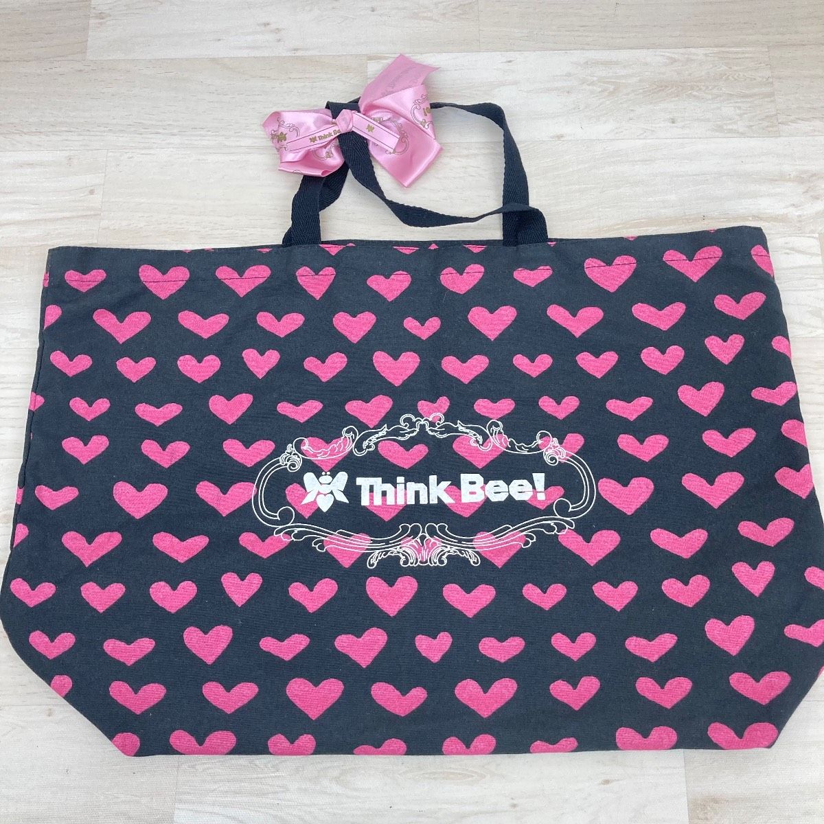 美品 Think Bee!/シンクビー トートバッグ/エコバッグ ブラック×ピンク