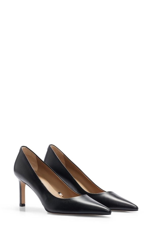 ボス レディース シューズ ヒール BOSS Janet Pointed Toe Pump Black Leather ブラック
