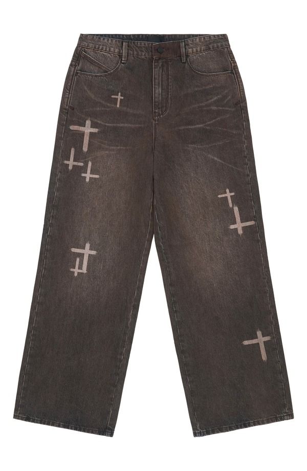 アールティーエー メンズ ボトムス デニムパンツ ワイドレッグ ジーンズ RtA Franco Wide Leg Jeans Mocha Drift Cross Cut モカ