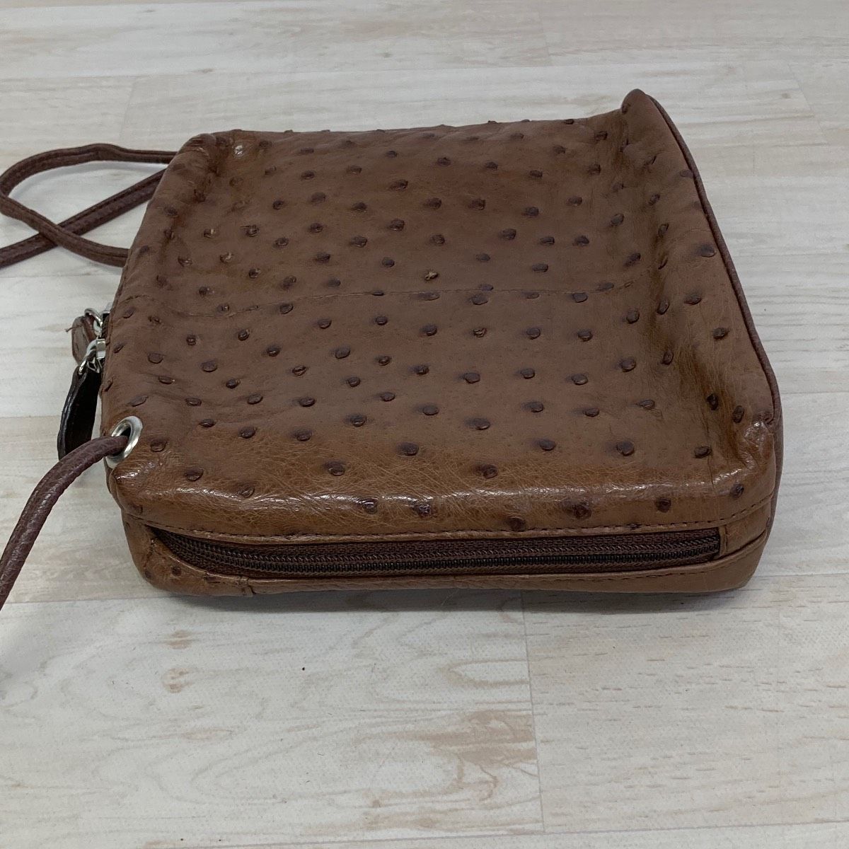 オーストリッチ ショルダーバッグ ブラウン/茶色 ダチョウ革 オーストリッチ ショルダーバッグ ブラウン/茶色 ダチョウ革