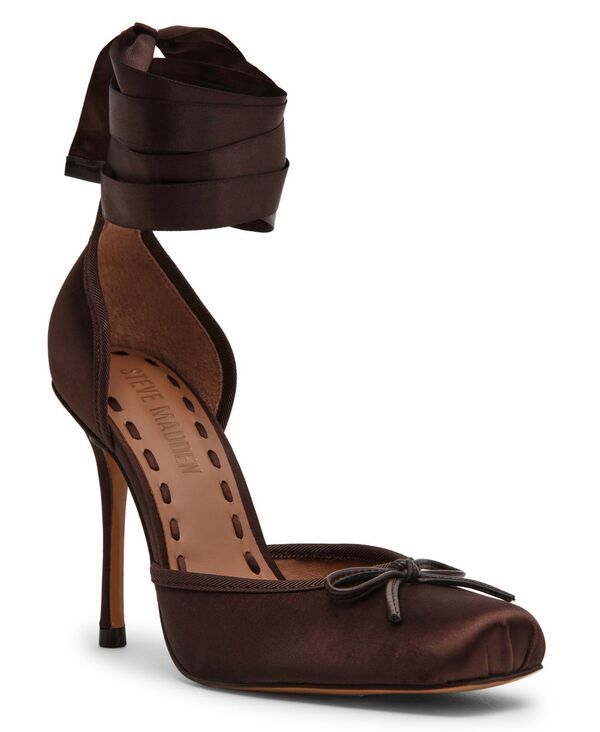 【送料無料】 スティーブ マデン レディース パンプス シューズ Womens Larina LaceUp HighHeel Ballet Pumps Dark Brown Satin