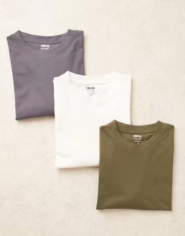 エイソス メンズ トップス Tシャツ ASOS DESIGN Essentials 3pack oversized Tshirts in multi CREAMGREENCHARCOAL クリーム