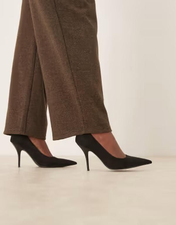 エイソス レディース シューズ パンプスエード ヒール ASOS DESIGN Perth pointed toe stiletto higheel pumpsuedette Black suedet