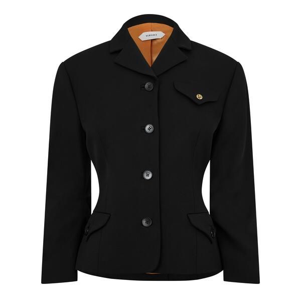 ヴェルサーチ レディース アウター ジャケット・ブルゾン ウール Versace Wool Jacket Ld62 Black ブラック