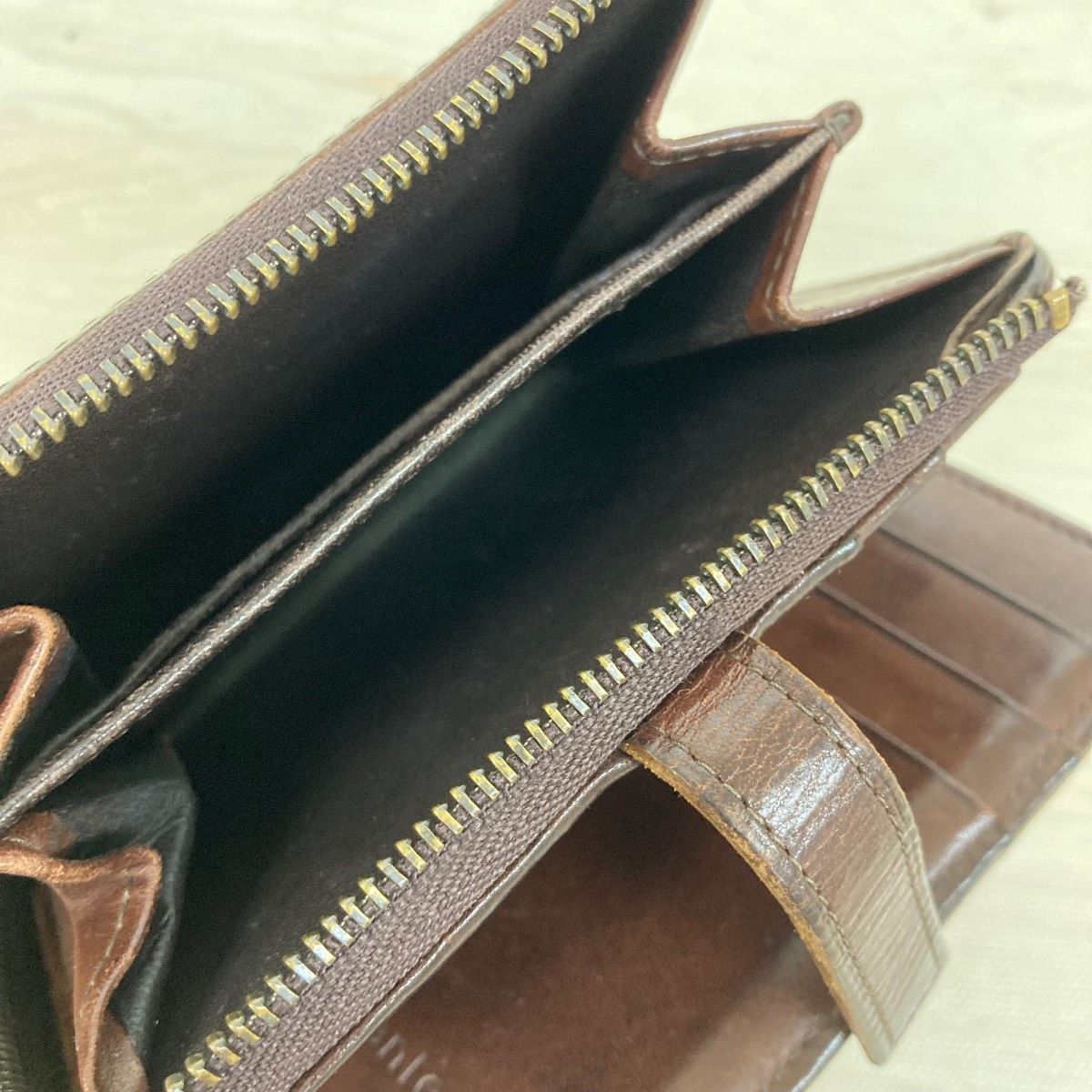 genten/ゲンテン 二つ折り財布/ウォレット カットワーク ブラウン/茶色