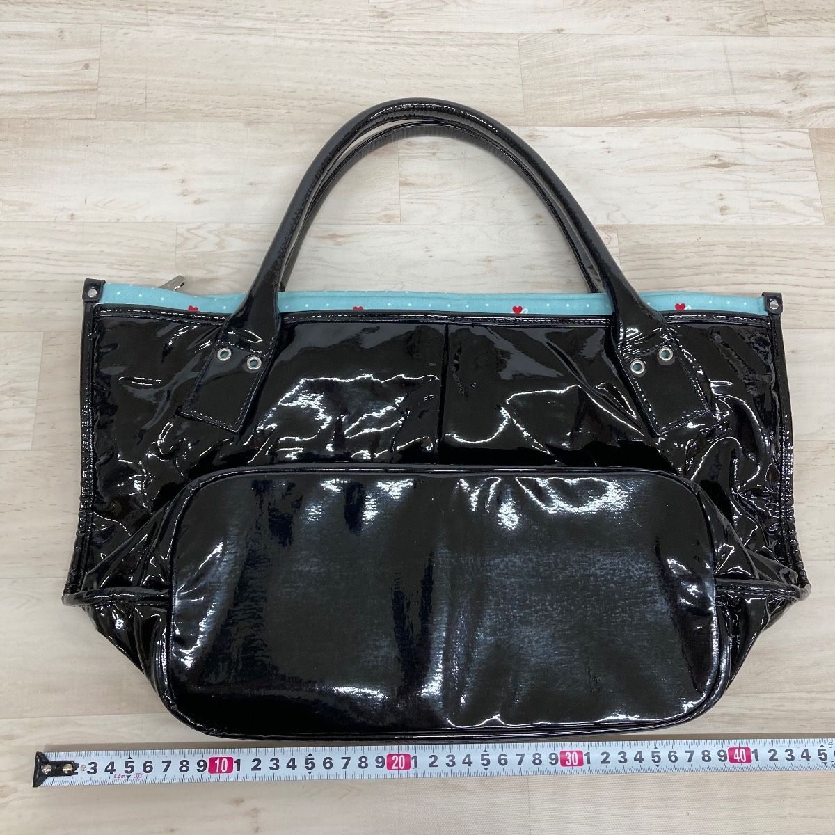 美品 agnes b. アニエスベー トートバッグ ブラック エナメル/パテント