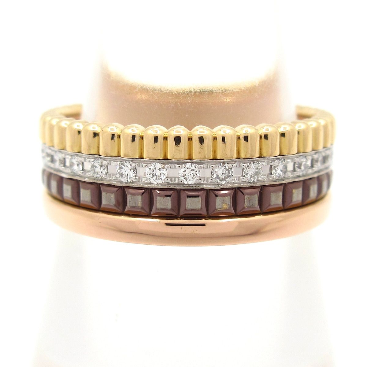 BOUCHERON(ブシュロン) リング 52美品 キャトル クラシック ダイヤモンド リング スモール K18スリーカラー×ブラウンPVD×ダイヤモンド