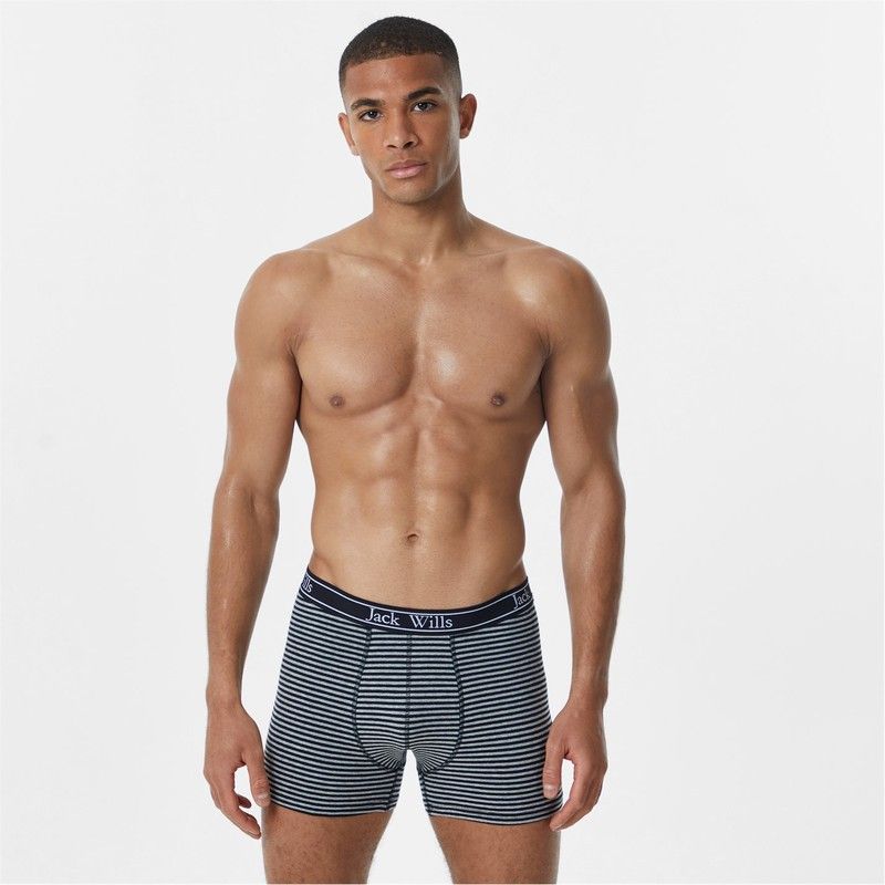 ジャック ウィルス メンズ アンダーウェア ボクサーパンツ Jack Wills Daundley Multipack Boxers 3 Pack Black Stripe ブラック