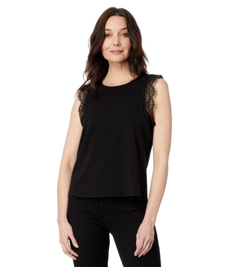 ヴィンスカムート レディース トップス シャツ ノースリーブラウス Vince Camuto Sleeveless Blouse with Trim Rich Black ブラック