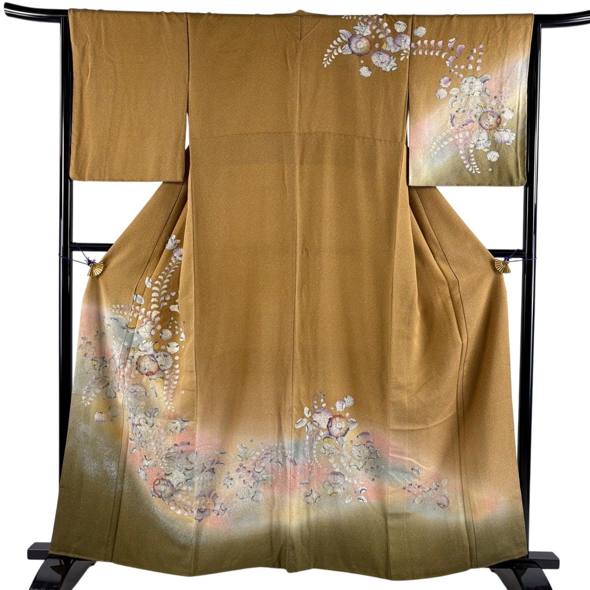 【美品】 訪問着 身丈160.5cm 裄丈65cm M 袷 辻が花柄 金銀彩 ぼかし 山吹茶色 正絹 名品 【中古】 11,534円