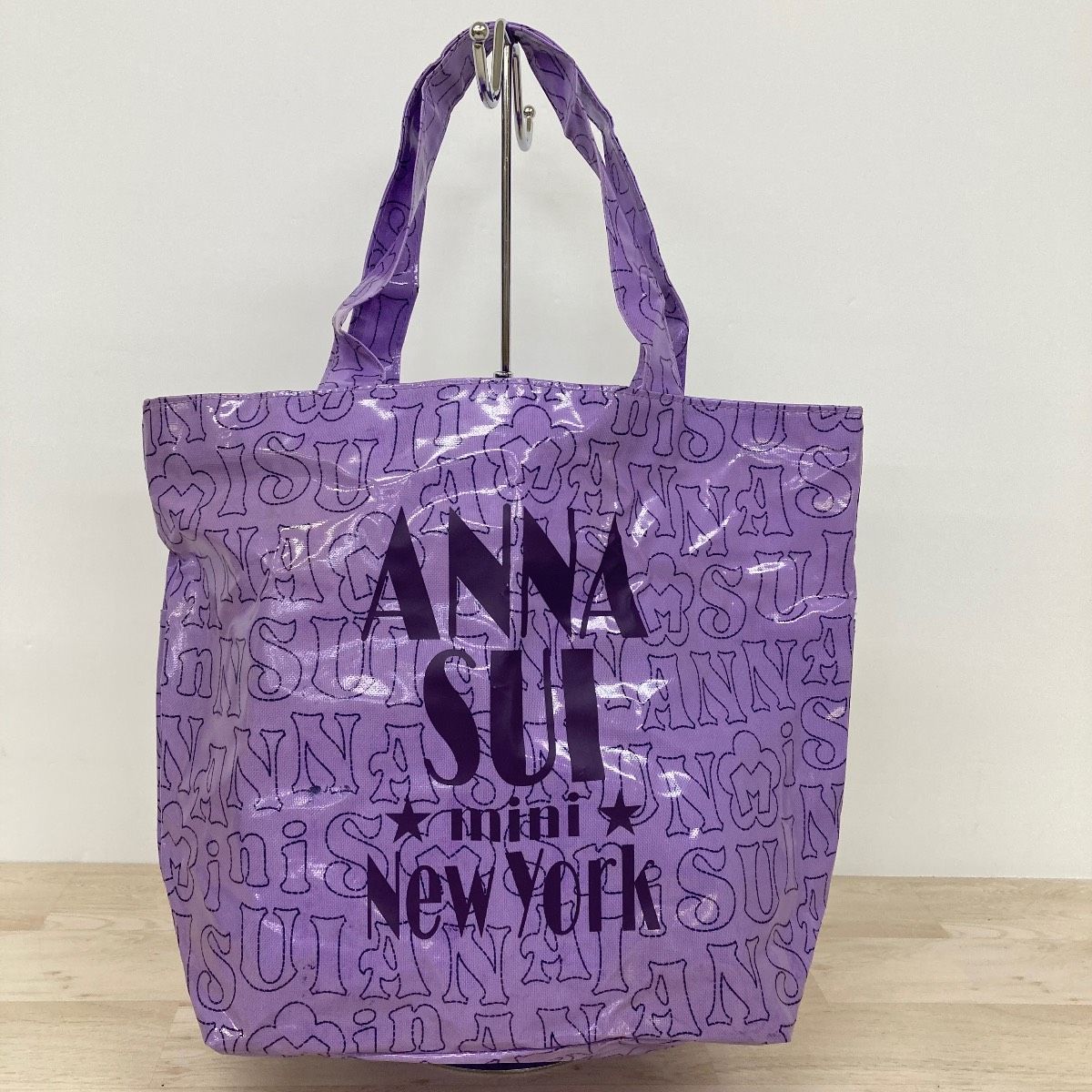 ANNA SUI mini/アナスイミニ トートバッグ パープル 紫 総柄 ロゴ入り