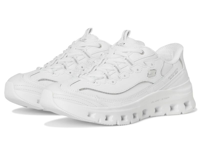 スケッチャーズ レディース シューズ スニーカー SKECHERS GlideStep Pro Timeless Twist Hands Free SlipIns White Silver ホワイト