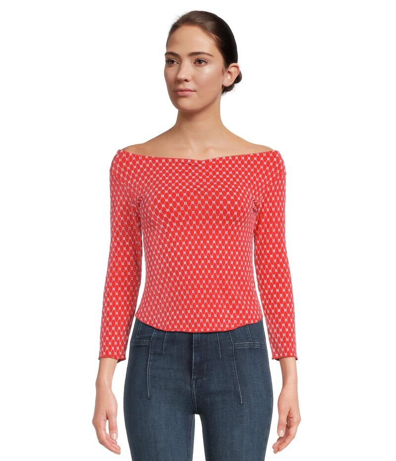 フリーピープル レディース トップス シャツ Free People Gia Eyelet Top Red Combo レッド